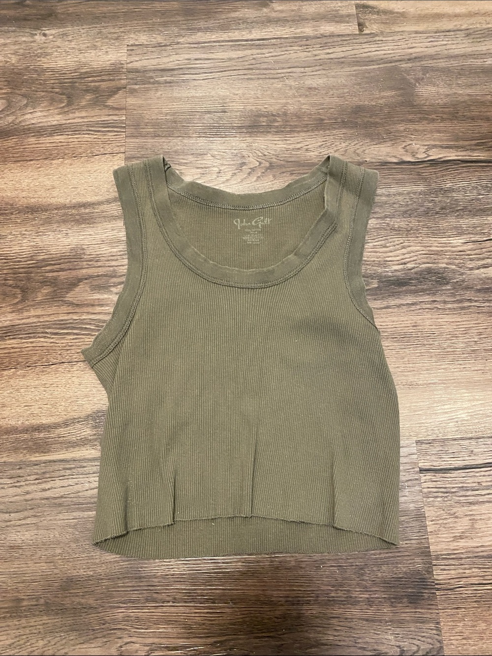 Women’s Light Olive Ribbed Cropped Tank
